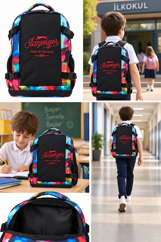 İlkokul Okul Çantası Slazenger Öğrenci Günlük Sırt Çantası 40x30x15 Cm Desenli