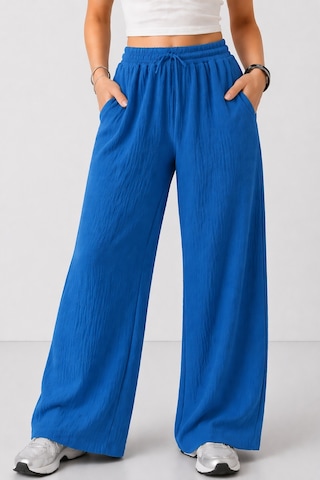 Trend Alisse Beli Lastikli Cepli Bol Paça Kadın Pantolon İndigo