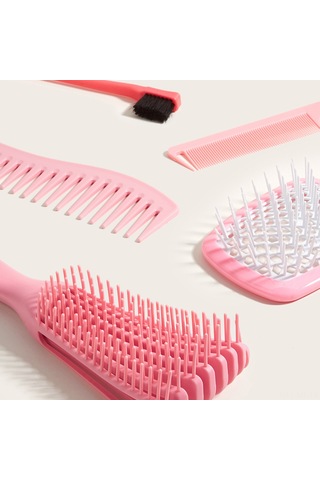 Mufunye Pembe Renkli 5 Parça Saç Şekillendirme Seti Ve Masaj Taranı