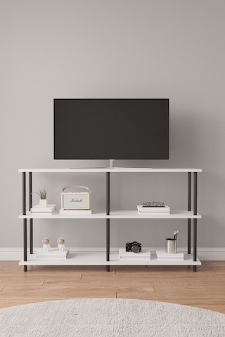 Çevir Kur 150 Cm Beyaz Raflı Tv Sehpası, Tv Ünitesi 150 75 29 Cm Beyaz