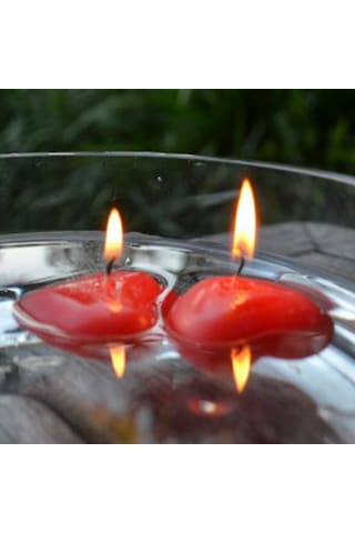 24 Lü Kırmızı Suda Yüzen Kalp Mum Kirmızı