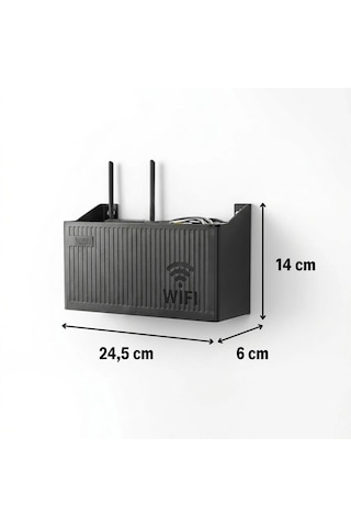 Lunaev Duvar Tipi Wi-fi Modem Saklama Kutusu Siyah Kablo Düzenleyici Router Raf Organizer
