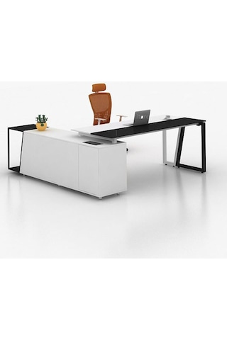 Dila Siyah Beyaz Metal Yönetici Çalışma Masası 200x180