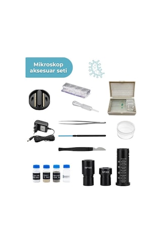 Temel Led Işıklı Monoküler Mikroskop Seti 40x 640x Öğrenci Hobi Bilim Kiti