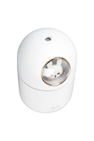 Konesam Usb Mini Nemlendirici Ve Aromaterapi Diffüseri - 300ml Kapasite, Süper Sessiz, Otomatik Kapatma, Ev Ofis Araba Kullanıma Uygun, Beyaz Tavşan Desenli