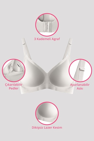 Cottonhill Seamless Bra - Soft Lazer Kesim Balensiz Ayarlanabilir Askılı Dikişsiz Kadın Sütyen 2'li Paket-5 Çok Renkli