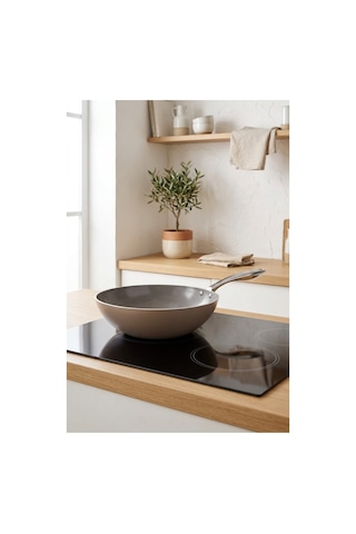 Bernardo Natura Seramik Wok Tava Kahverengi 28 Cm Bej - Kahverengi