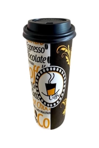 12 Oz Siyah Kapaklı Tutamaçlı Karton Bardak Kahve Kağıt Bardak Sleeve 300 Ml - 100'lü Siyah Kapaklı Tutamaçlı Genel