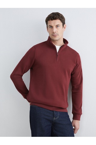 Lcwaıkıkı Classic Bordo Dik Yaka Uzun Kollu Erkek Kalın Sweatshirt