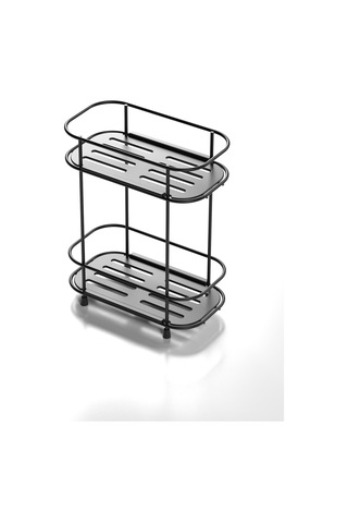 Teknotel 2 Katlı Banyo Mutfak Düzenleyici Kozmetik Aksesuar Standı Mat Siyah Eg221 Siyah