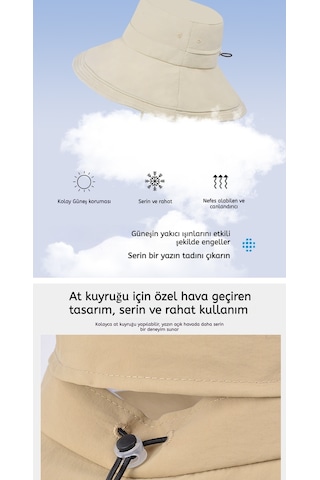 Snapbuy Bahar Ve Yaz Ayları İçin Su Geçirmez, Hızlı Kuruyan, At Kuyruğu Boşluklu, Geniş Kenarlı Şapka Yeşil