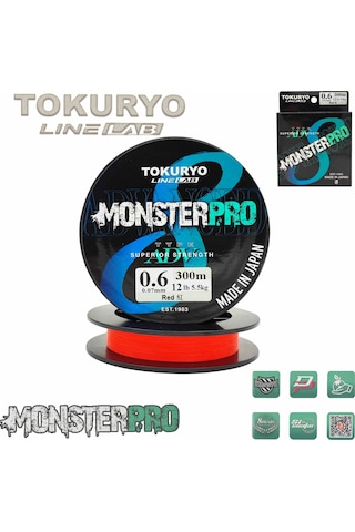 Tokuryo Lıne Lab Monsterpro X8 0.6pe 0.07mm 12ıb 5.5kg Red 300mt