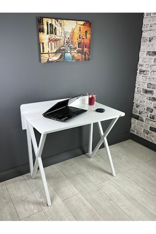 Hayal Beyaz Çalışma Masası Bilgisayar Ofis Masası Metal Beyaz Ayaklı 90 Cm Beyaz - Beyaz