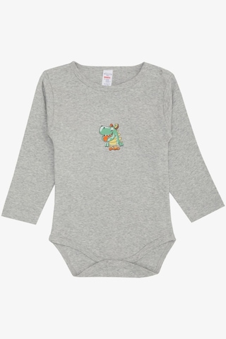 Breeze Erkek Bebek Çıtçıtlı Zıbın Body Mutlu Dinozor Baskılı 9 Ay-3 Yaş, Gri Melanj Gri Melanj