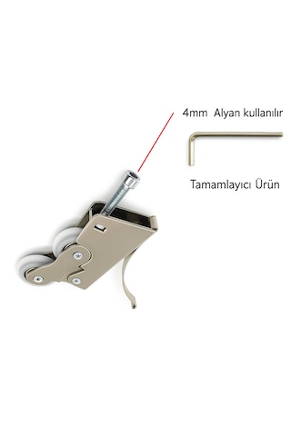 Ayrıntıshop Makrowin Sürgülü Eşiksiz Cam Balkon Çift Tekerlekli Ray Metal Teker 1 Adet Krom