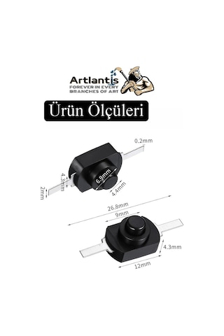 Mini Anahtar Arapuar Çıtçıt Anahtar 2 Adet Siyah Elektrik Devresi İçin Açma Kapama Düğmesi Deney On / Off Siyah Anahtar