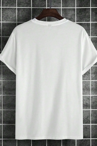 Erkek Baskılı Oversize Tshirt Beyaz