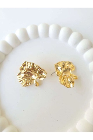 Çelik Gold Yaprak Kadın Küpe Sevgiliye Hediye Altın