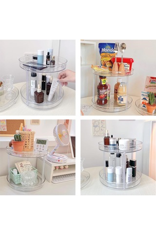 Düzenleyici, Çok Amaçlı Baharat Rafı, Mutfak Depolama İçin Dönen Baharat Rafı, Dönen Baharatlık, Şeffaf, 23,5 Cm Orta -