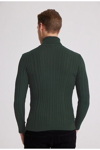 D's Damat Ds Damat Slim Fit Haki Fitilli Pamuk Karışımlı Boğazlı Triko Kazak 5HF06ORT63100 Haki