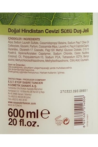 Doğal Hindistan Cevizi Sütlü Duş Jeli 600 Ml Diğer