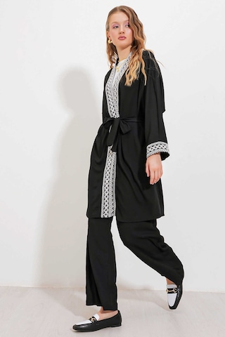 Gabria Uzun Kimono Takım Siyah