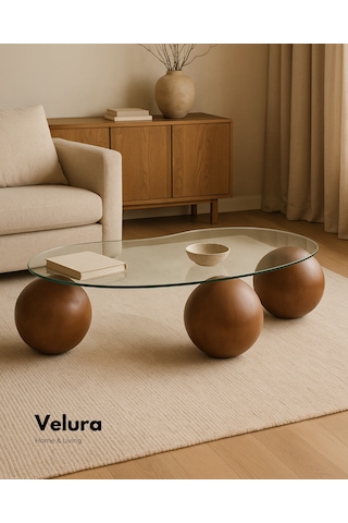 Modern Orta Sehpa & Küre Sehpa & Top Sehpa & Cam Sehpa Ceviz