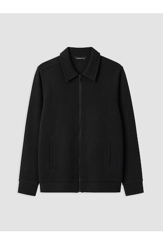 Lcwaıkıkı Classic Siyah Polo Yaka Erkek Fermuarlı Sweatshirt
