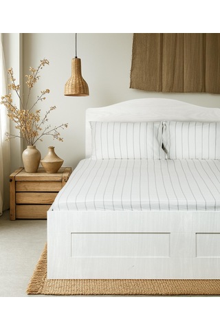 Cotton Collection Tek Kişilik Çizgili Çarşaf Seti Rayuna Renkli