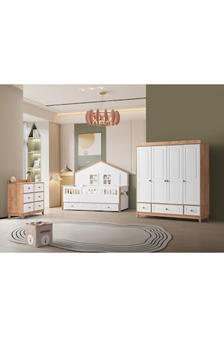 Aymini Mosso 4 Kapılı Bebek Odası Takımı Ahşap - Beyaz
