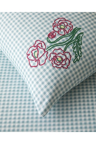 Pastel Gingham Pamuklu Çift Kişilik Nevresim Seti 200x220 Cm Pembe - Turuncu