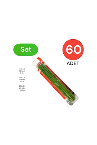 Tek-iş Plastik Kablo Bağı Klipsi Cırt Kelepçe Set 100-150-200 X 2.5 Mm Yeşil 20 X 3 60 Adet