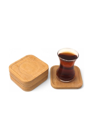 Deconox Bambu Kare Çay Tabağı Bardak Altlığı 6'lı Set Dekoratif Ve Doğal Bambu Altlık Şık Ve Day Sku: Smg8690010567864 Acı Kahverengi