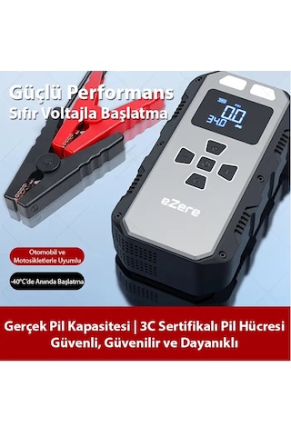 4 in1 8000mAh Lastik Sisirme Pompası Ve Starter Akü Takviye Seti