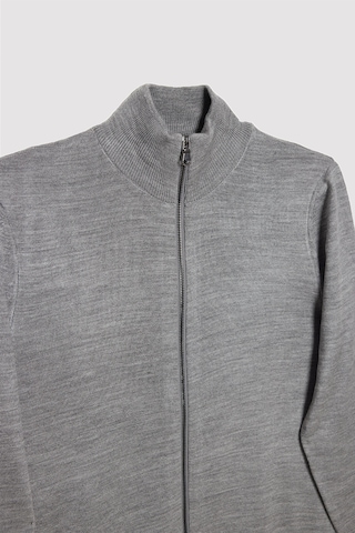Tudors Erkek Slim Fit Dar Kesim Gri Dik Yaka Fermuarlı Düz Hırka-32263 Gri