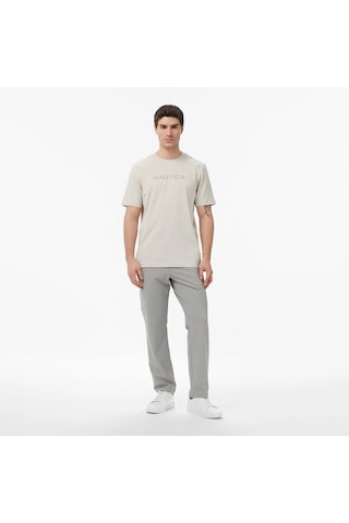 Nautica Regular Fit Baskılı Erkek T-shirt V65343t Bej