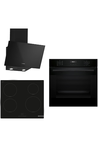 Bosch HUA717BA0T - PUE611BB5E - DWK63PJ60T İndüksiyon Ocaklı Siyah 3 Lü Ankastre Set 635