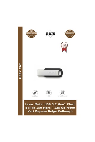 Lexar Metal Usb 3.2 Gen1 Flash Bellek 150 Mb/s 128 Gb M400 Veri Deposu Belge Kullanışlı