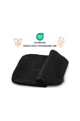 Rudu Siyah Neron Yastık Kılıfı Visco Visko 60x40x14cm Siyah