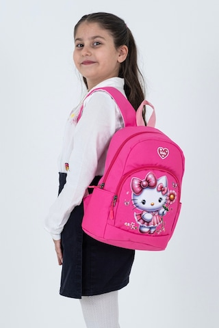 Pembe Hello Kitty Figürlü Kız Çocuk Anaokulu Sırt Çantası Çiçek Desenli, Sevimli Kreş Çantası Pembe