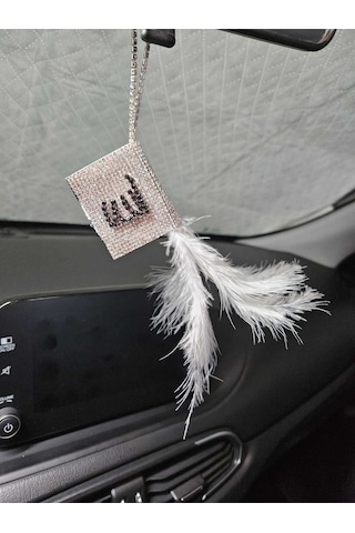 Gümüş Kuran Kerim Siyah Yazılı Beyaz Tüylü