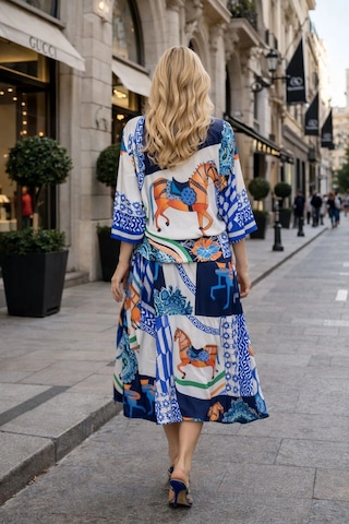 Asprinfashion Kayık Yaka Yarasa Kol Bluz Etek Takım Lacivert