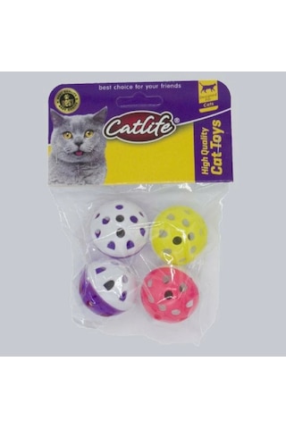Catlife 4 CM Çıngıraklı Top Kedi Oyuncağı 4'lü Çok Renkli