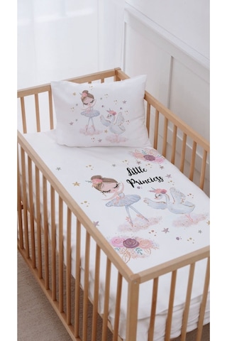 %100 Pamuk Anne Yanı Beşik Nevresim Takımı 60x100 Balerin Ve Kuğu