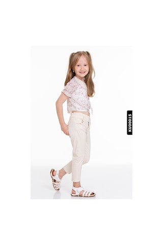 Xo Kids Pamuklu Çiçekli Dantel Yakalı Kız Çocuk Bluz 4-8 Yaş 34552 Ekru - Pudra