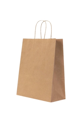Burgu Saplı Kraft Kağıt Çanta 25 x 31 x 12 CM