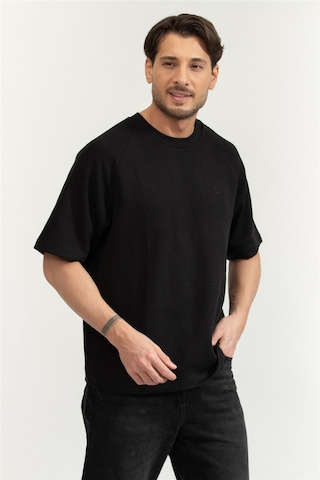 Cozy Flatback Rib Ss Relaxed Tee Erkek Bisiklet Yaka T-shirt Siyah