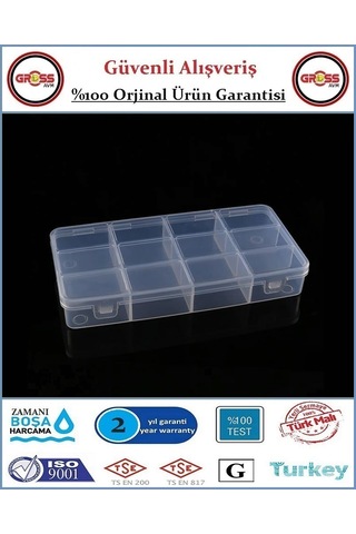 Organizer Kutusu - 12 Gözlü - Vida, Dubel, Takı, Boncuk Saklama Kutusu - 20x10x3cm Şeffaf