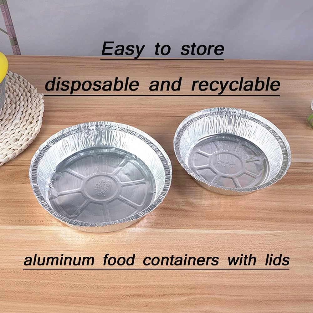 Hombey 9 İnç Fda Onaylı Alüminyum Folyo Tepsiler, Hava Fritözü İçin, 50 Adet, Yüksek Sıcaklığa Dayanıklı, Ev Kullanıma Uygun Gümüş