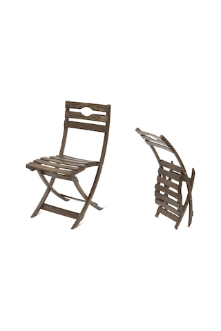 Emideco Ahşap Katlanır Sandalye Bahçe Balkon Salon Sandalyesi 2 Adet Ceviz